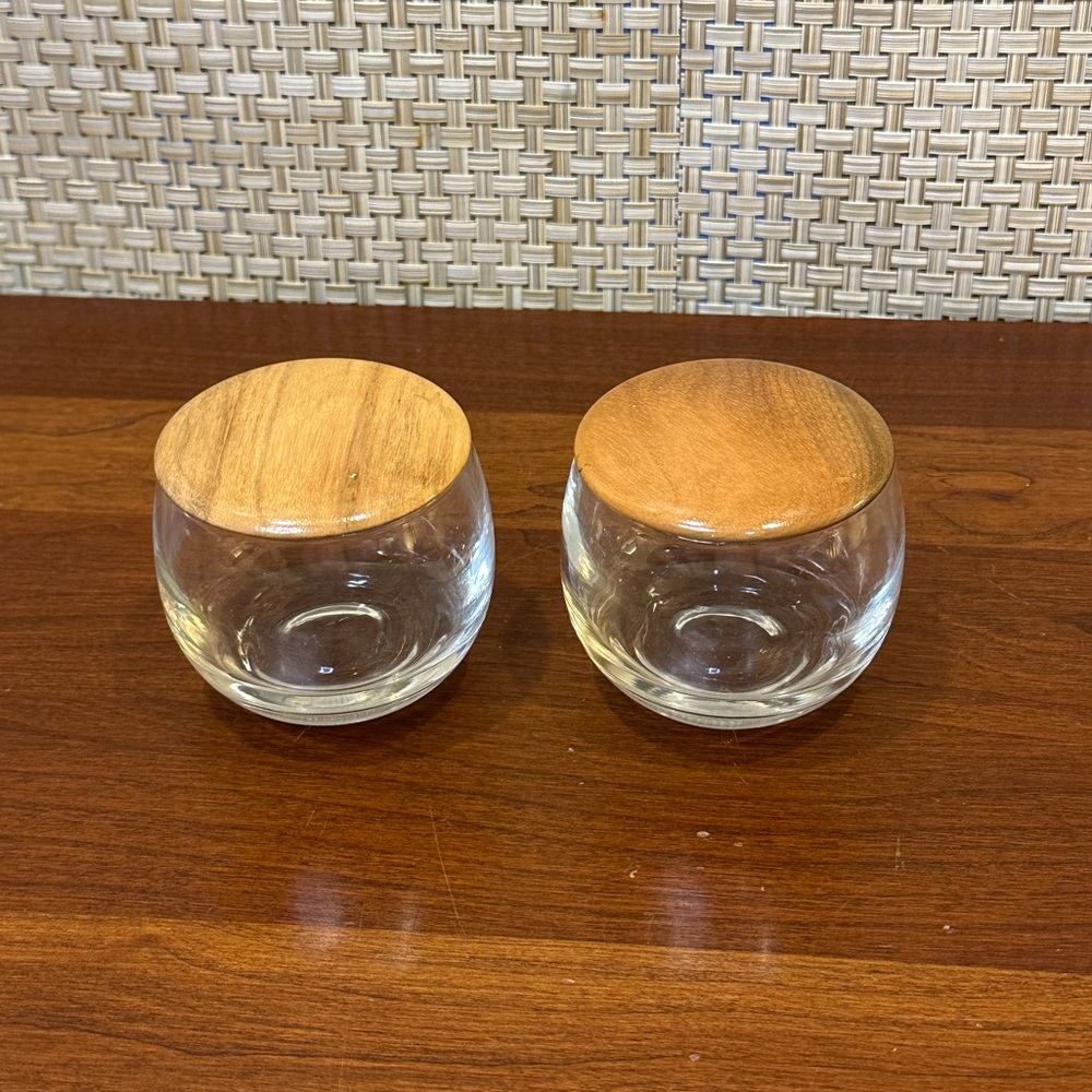 🌟HP🌟VTG 1980s 2 The Oregon Myrtlewood Factory Glass Condiment Jars Salt Pepper